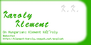 karoly klement business card
